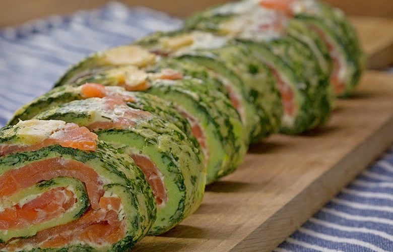 Spinatroulade mit geräuchertem Lachs